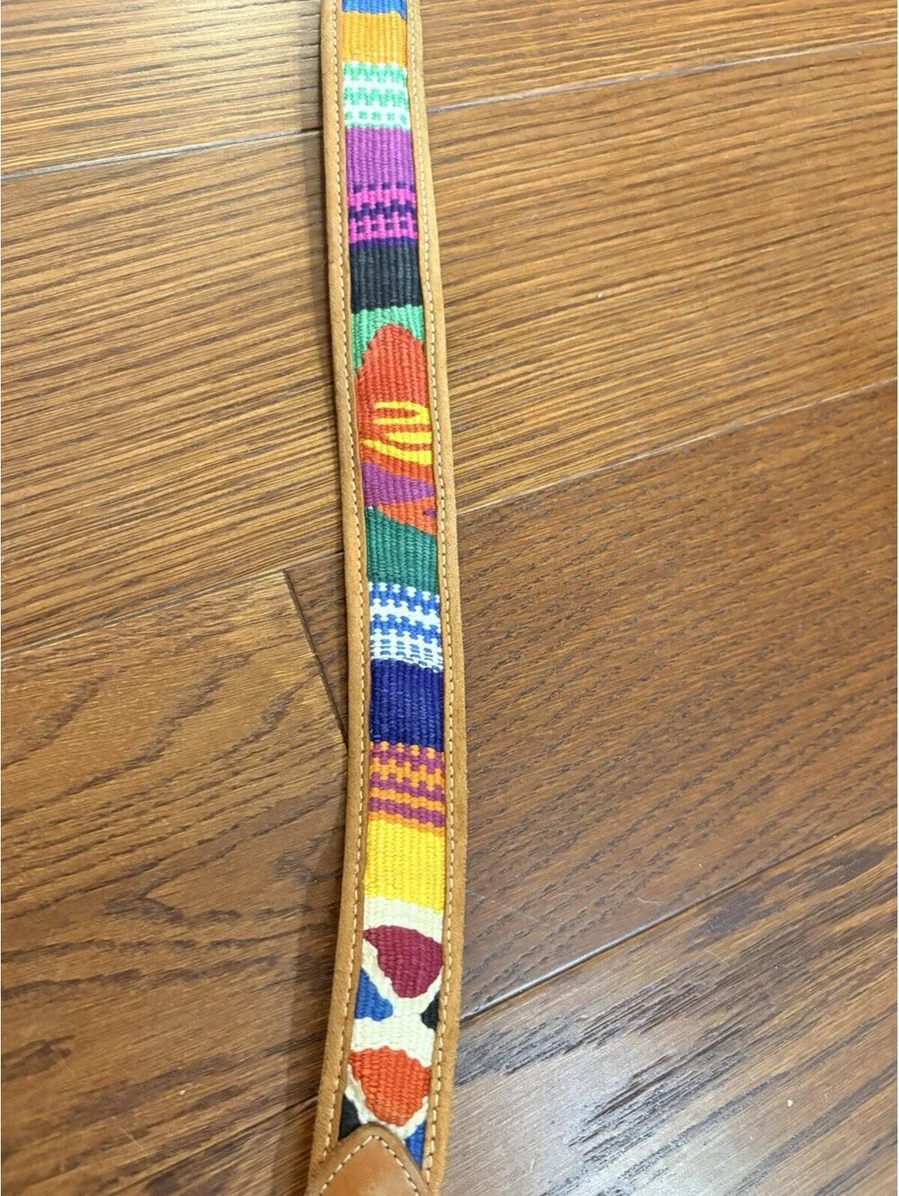 VTG Boho Colorful Southwestern Woven Guatemalan Leather Belt | 34